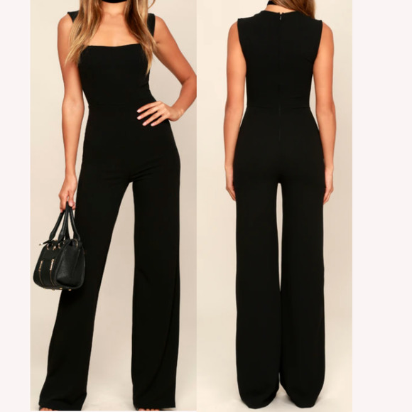 Lulus Pants - LULU'S SZ L Enticing Endeavors Black Straight Leg Jumpsuit NEW B68
